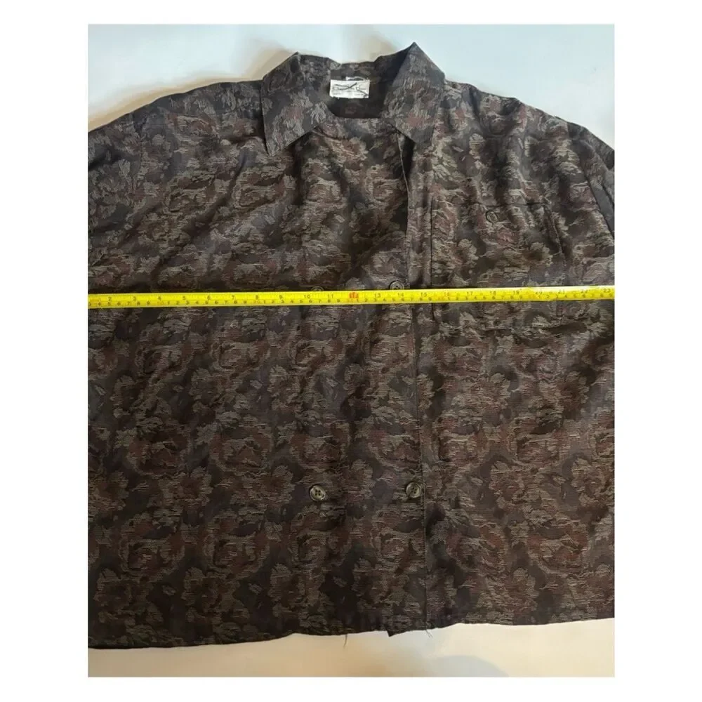 Vintage 70’s Dior Oversized Floral Blazer in Jacquard Brown Size 10